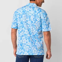 St. John's Bay Knit Button-Down Mens Short Sleeve Camp Shirt