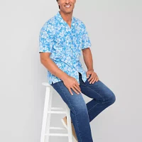 St. John's Bay Knit Camp Mens Classic Fit Short Sleeve Button-Down Shirt