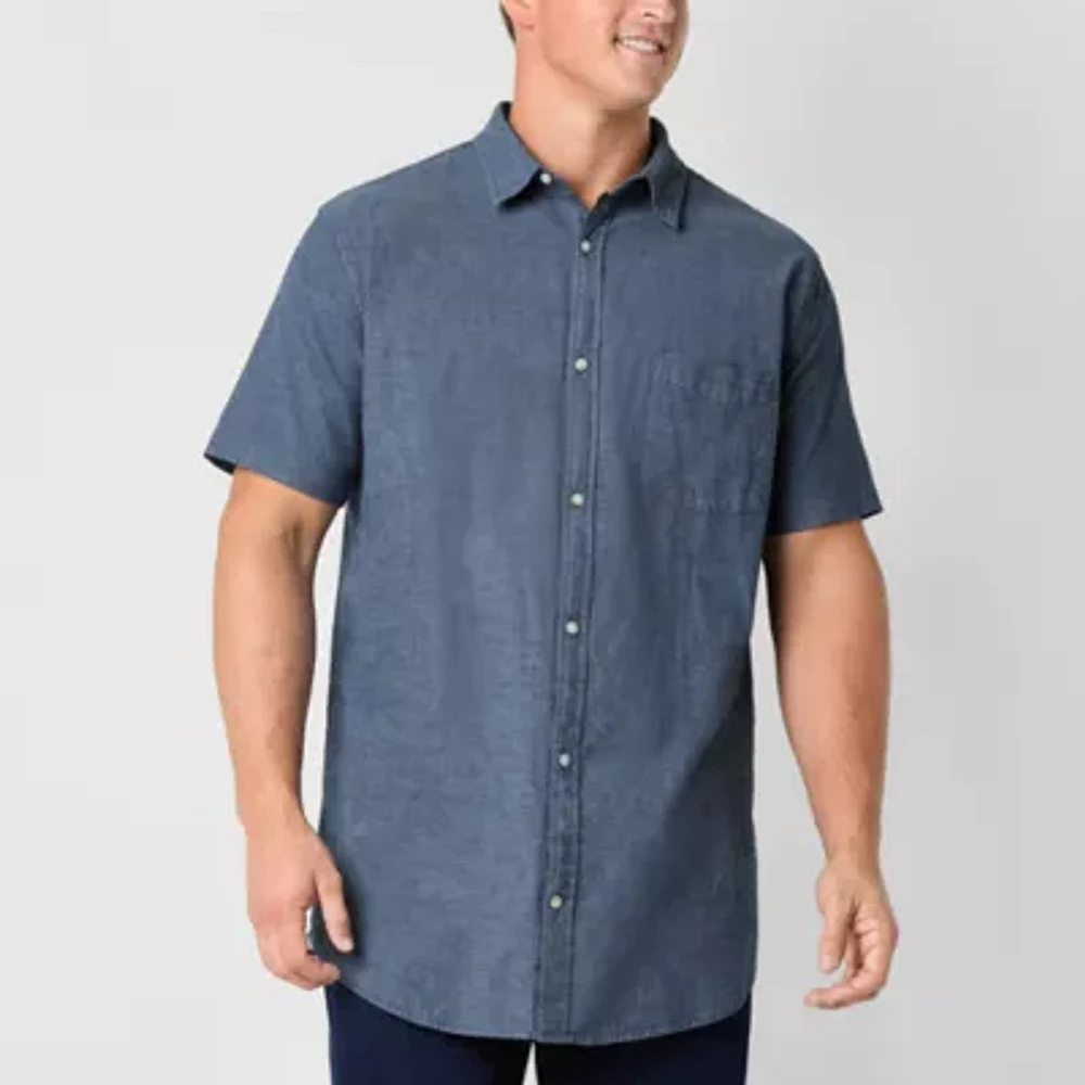 mutual weave Big and Tall Mens Regular Fit Short Sleeve Button-Down Shirt