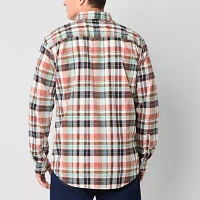 mutual weave Big and Tall Mens Regular Fit Long Sleeve Plaid Button-Down Shirt