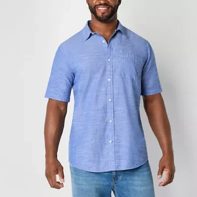 St. John's Bay Chambray Big and Tall Mens Classic Fit Short Sleeve Button-Down Shirt