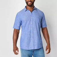 St. John's Bay Chambray Big and Tall Mens Classic Fit Short Sleeve Button-Down Shirt