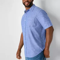 St. John's Bay Chambray Big and Tall Mens Classic Fit Short Sleeve Button-Down Shirt