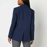 Worthington Womens Relaxed Single Button Blazer