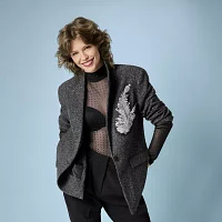 Worthington Womens Classic Fit Tweed Blazer