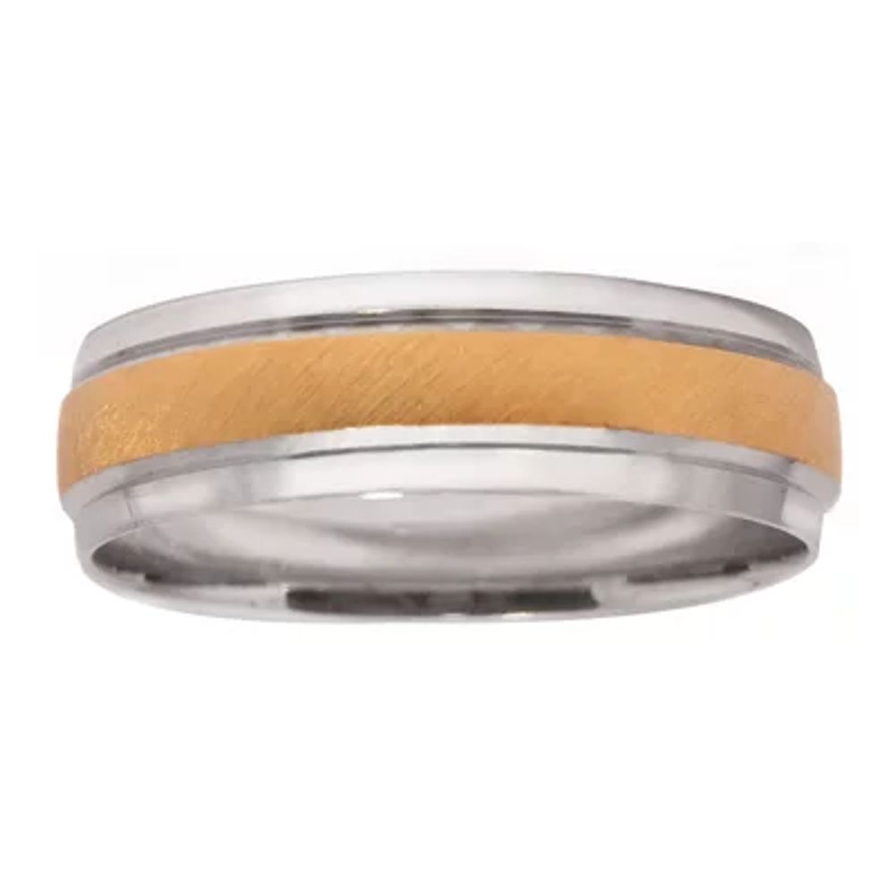 Mens 10K Two-Tone Gold 6mm Wedding Band