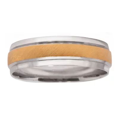 Mens 10K Two-Tone Gold 6mm Wedding Band