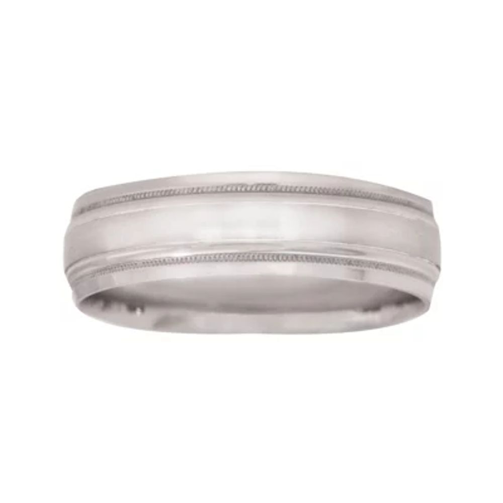 Mens 10K White Gold 6mm Wedding Band