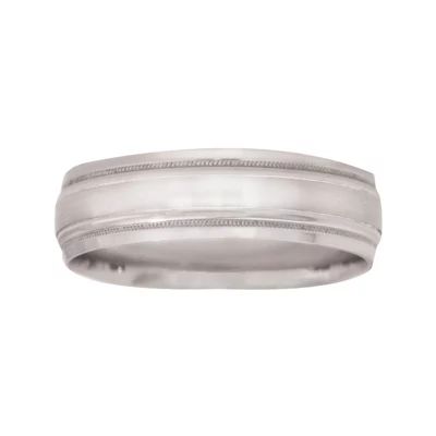 Mens 10K White Gold 6mm Wedding Band