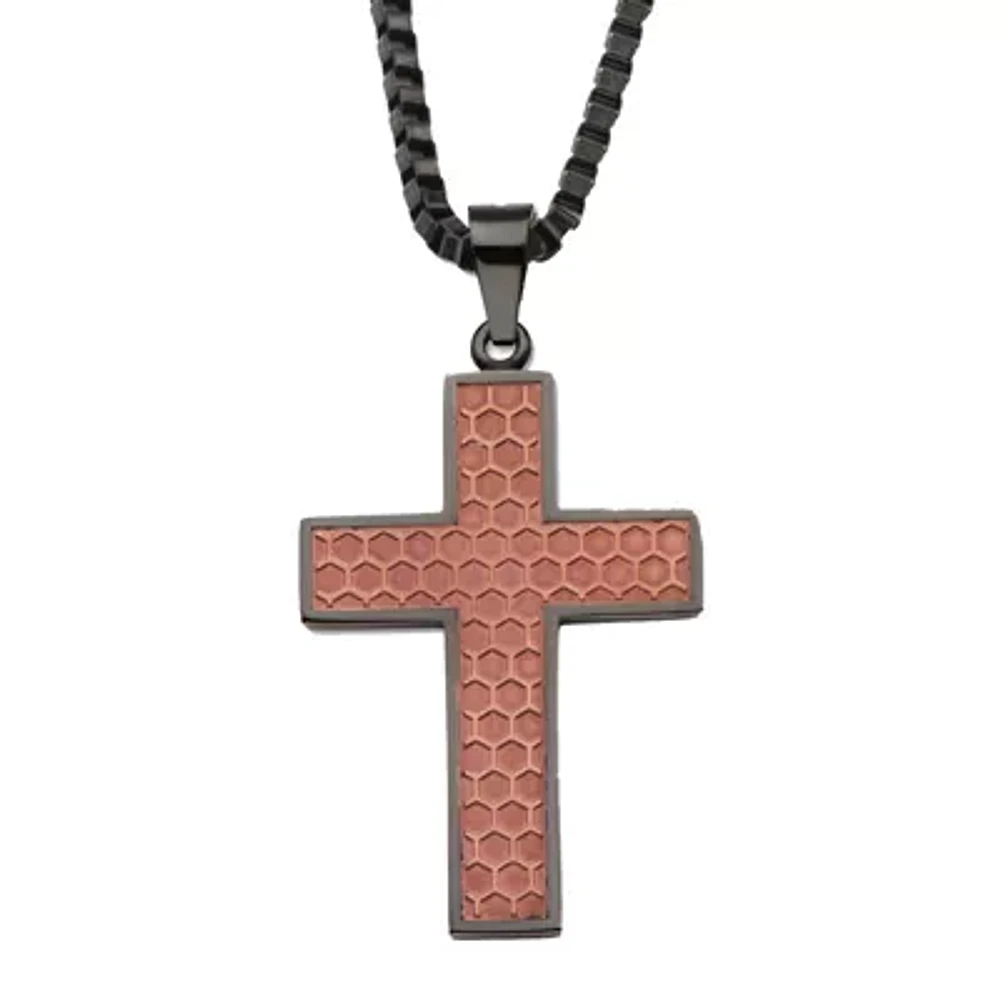 Stainless Steel Honeycomb Cross Pendant Necklace