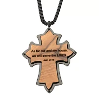 Mens Stainless Steel Joshua 24:15 Cross Pendant Necklace