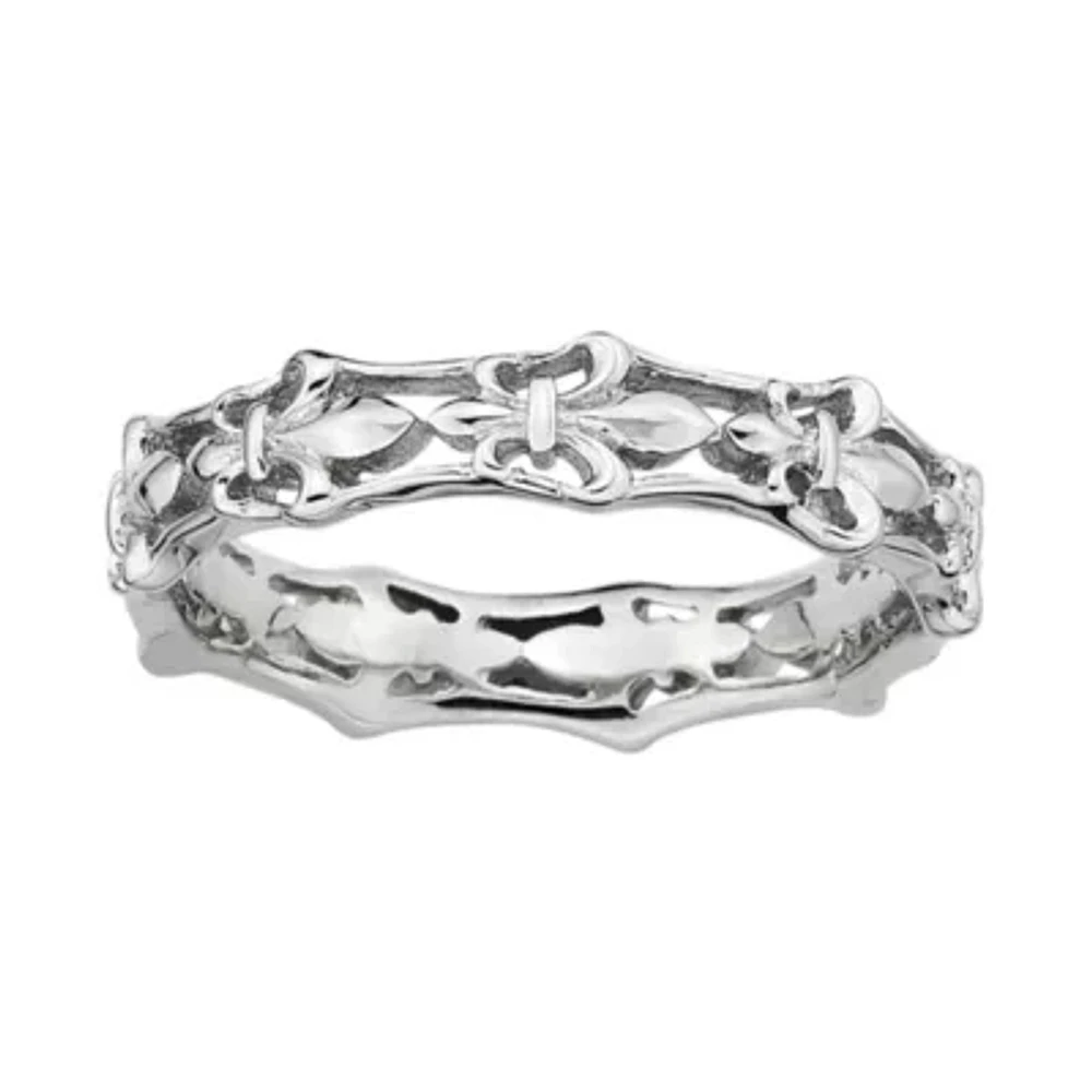 Personally Stackable Sterling Silver Fleur-De-Lis Ring