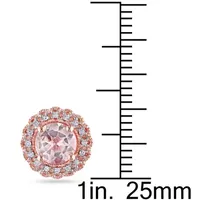 1/10 CT. T.W. Genuine Pink Morganite 18K Rose Gold Over Silver 10.3mm Stud Earrings