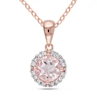 Womens 1/10 CT. T.W. Genuine Pink Morganite 18K Rose Gold Over Silver Pendant Necklace