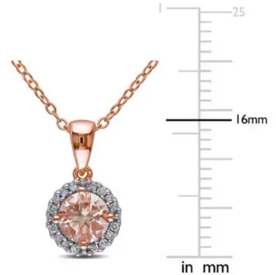 Womens 1/10 CT. T.W. Genuine Pink Morganite 18K Rose Gold Over Silver Pendant Necklace