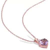 Womens Genuine Purple Amethyst 18K Rose Gold Over Silver Heart Pendant Necklace