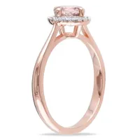 Womens 1/10 CT. T.W. Genuine Pink Morganite 18K Rose Gold Over Silver Cocktail Ring