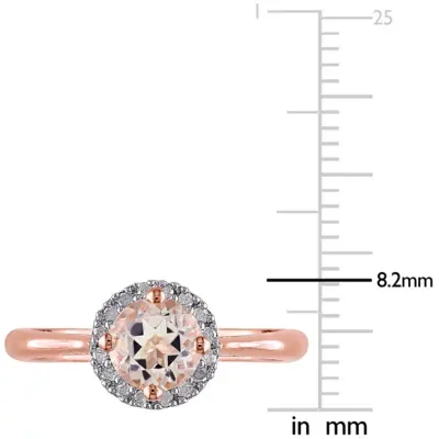 Womens 1/10 CT. T.W. Genuine Pink Morganite 18K Rose Gold Over Silver Cocktail Ring