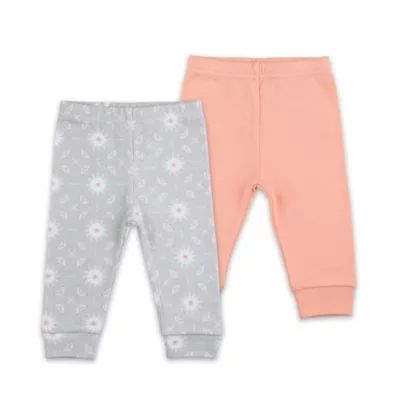 The Peanutshell Baby Girls Coral And Grey 2-pc. Pull-On Pants