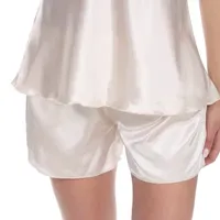 White Mark Satin Womens Sleeveless Round Neck 2-pc. Shorts Pajama Set