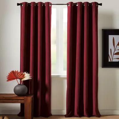 Regal Home Textured Chenille Grommet Top Energy Saving 100% Blackout Single Curtain Panels