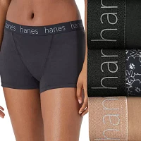 Hanes Originals Ultimate Cotton Stretch Women’s Boyshort Underwear Pack, 3-Pack 45UOBB