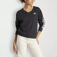 adidas 3 Stripes V Neck Sweatshirt