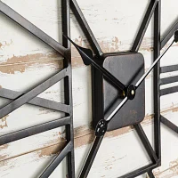 Glitzhome Oversized Farmhouse Wooden & Metal Wall Clock