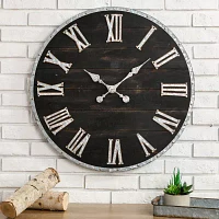 Glitzhome Oversized Farmhouse Wooden & Galvanized Wall Clock