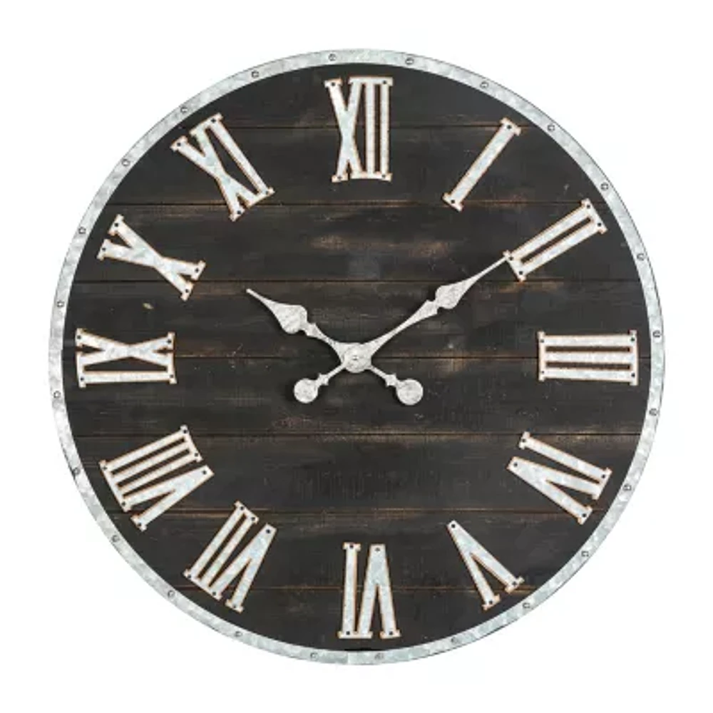 Glitzhome Oversized Farmhouse Wooden & Galvanized Wall Clock