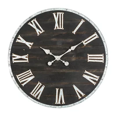 Glitzhome Oversized Farmhouse Wooden & Galvanized Wall Clock