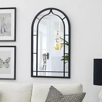 Glitzhome Oversized Black Arched Wall Mount Wall Mirror