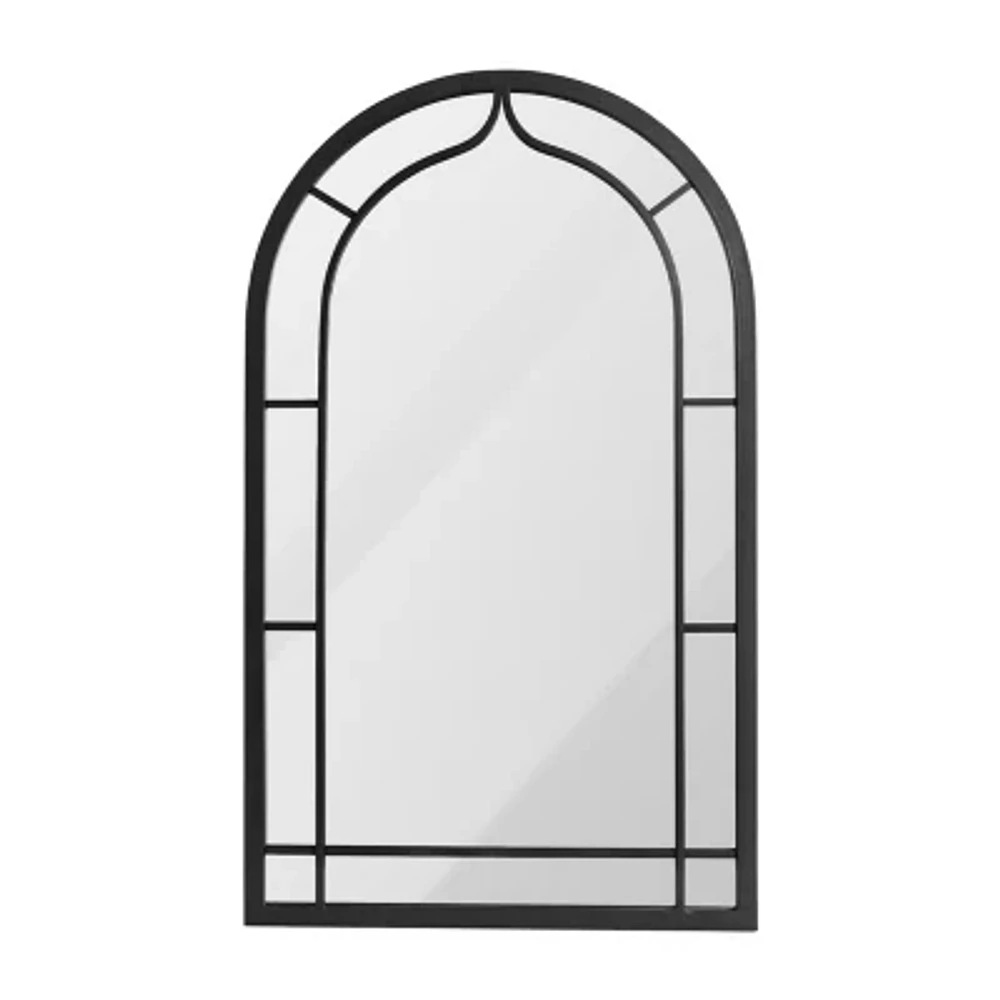 Glitzhome Oversized Black Arched Wall Mount Wall Mirror