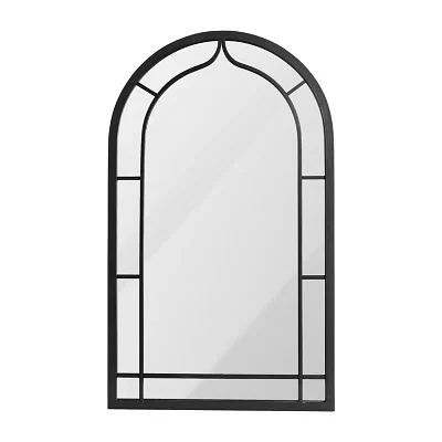 Glitzhome Oversized Black Arched Wall Mount Wall Mirror