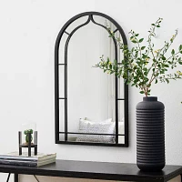 Glitzhome Oversized Black Arched Wall Mount Wall Mirror