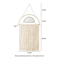 Glitzhome Boho Hanging With Tassels Wall Mount Semi-Circle Wall Mirror