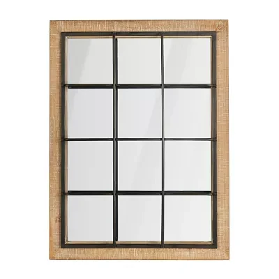 Glitzhome Farmhouse Windowpane Wall Mount Rectangular Wall Mirror