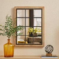 Glitzhome Farmhouse Windowpane Wall Mount Rectangular Wall Mirror