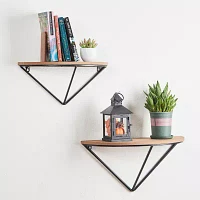 Glitzhome Triangular Farmhouse Wooden 2-pc. Wall Shelf