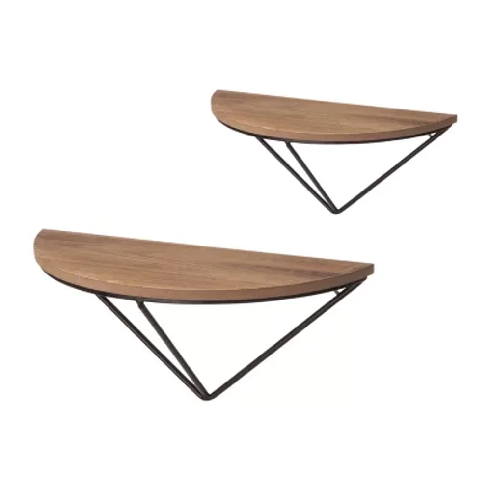 Glitzhome Triangular Farmhouse Wooden 2-pc. Wall Shelf