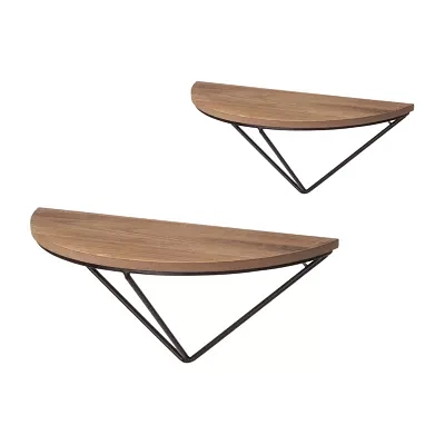 Glitzhome Triangular Farmhouse Wooden 2-pc. Wall Shelf