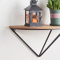 Glitzhome Triangular Farmhouse Wooden 2-pc. Wall Shelf