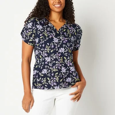 Liz Claiborne Womens V Neck Short Sleeve T-Shirt