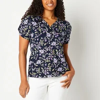 Liz Claiborne Womens V Neck Short Sleeve T-Shirt