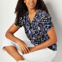 Liz Claiborne Womens V Neck Short Sleeve T-Shirt