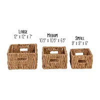 Honey Can Do Natural Square Wicker Baskets (Set Of 3)