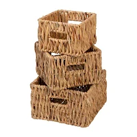 Honey Can Do Natural Square Wicker Baskets (Set Of 3)