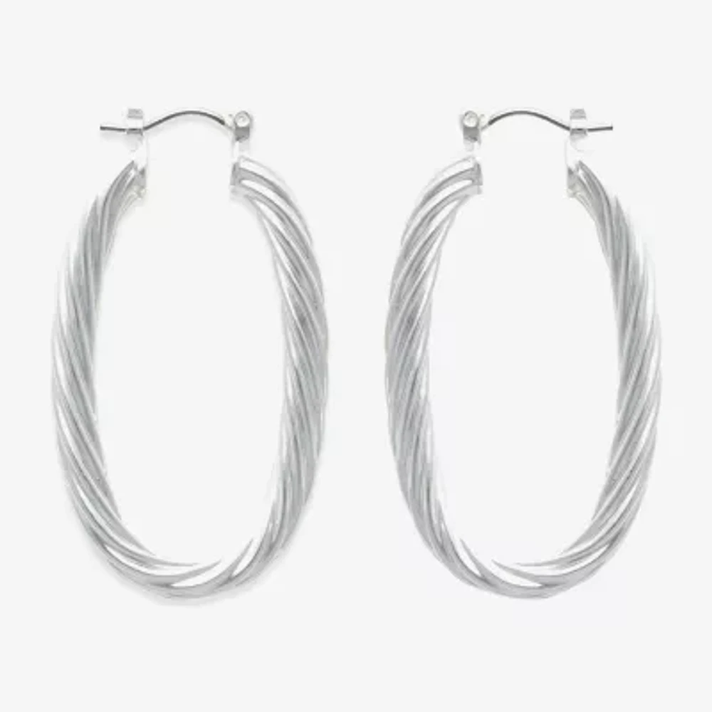 Bold Elements Silver Tone Womens 30.1mm Hoop Earrings