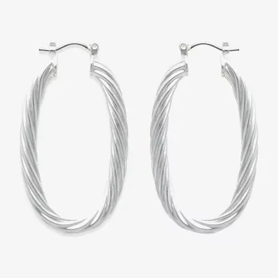 Bold Elements Silver Tone Womens 30.1mm Hoop Earrings