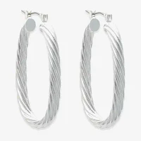 Bold Elements Silver Tone Womens 30.1mm Hoop Earrings